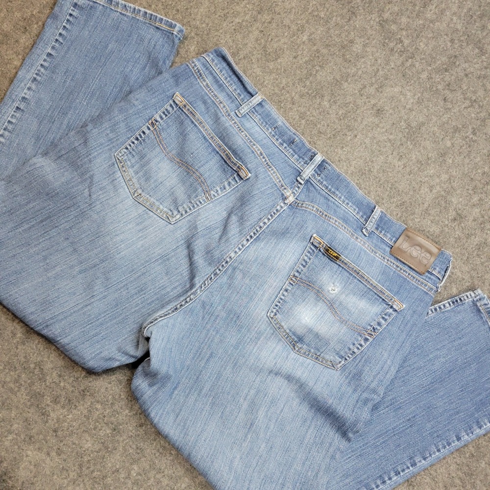 Lee Jeans Mens 42x30 Blue Denim Faded Stretch Regular Fit Americana Straight Leg